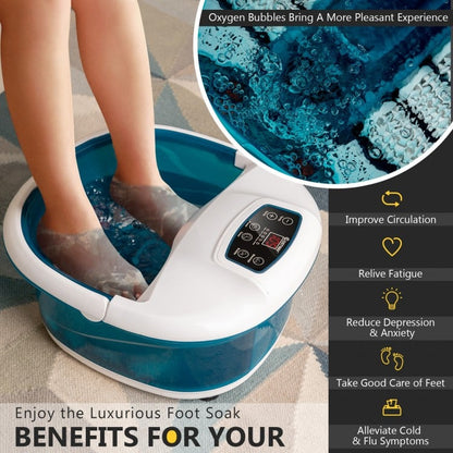 Foot Spa Tub with Bubbles and Electric Massage Rollers for Home Use