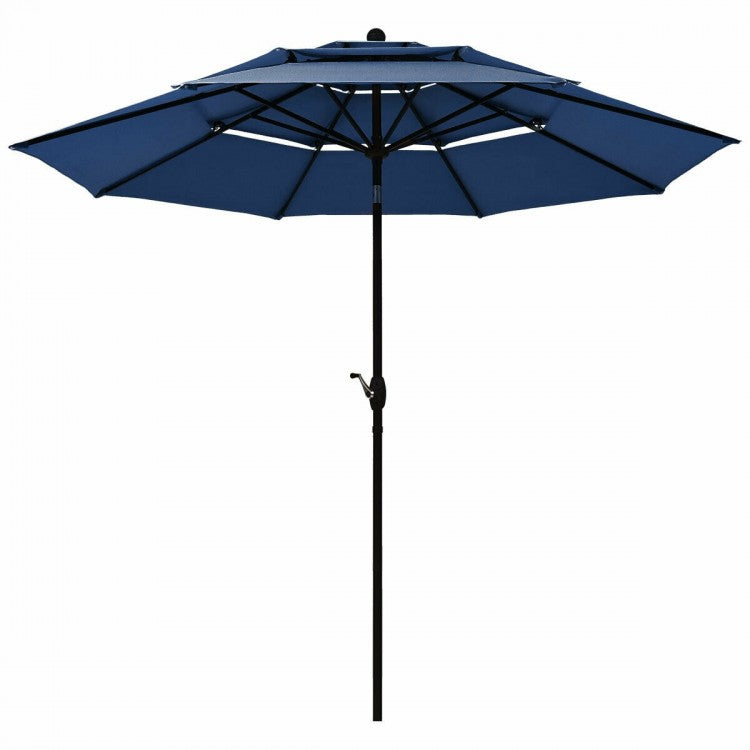 10ft 3 Tier Outdoor Patio Umbrella with Double Vented