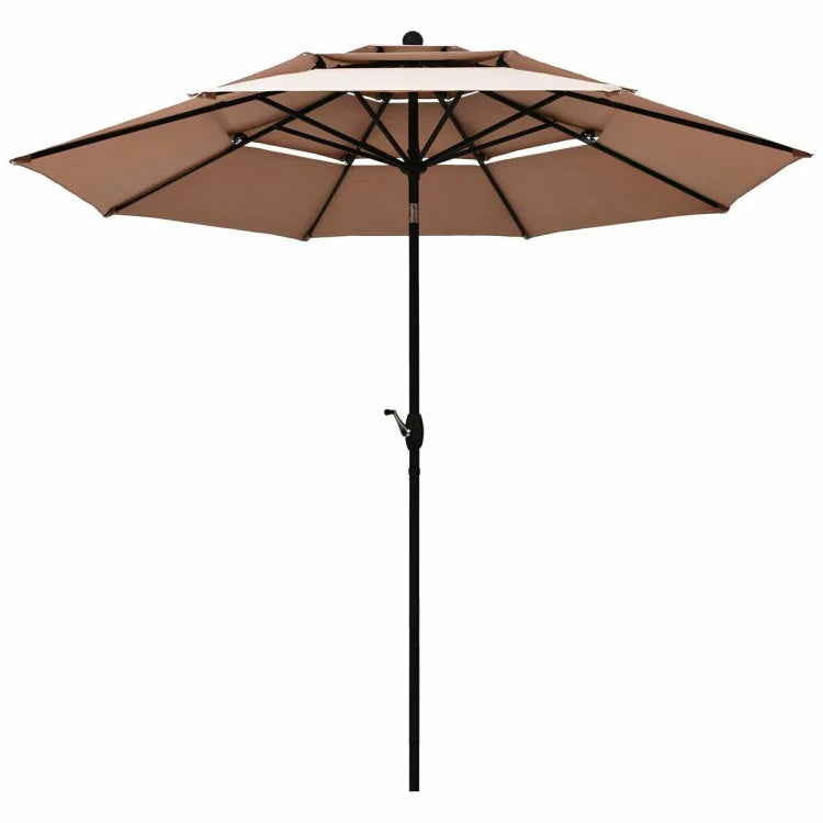 Parasol d'extérieur à 3 niveaux de 10 pieds avec double ventilation