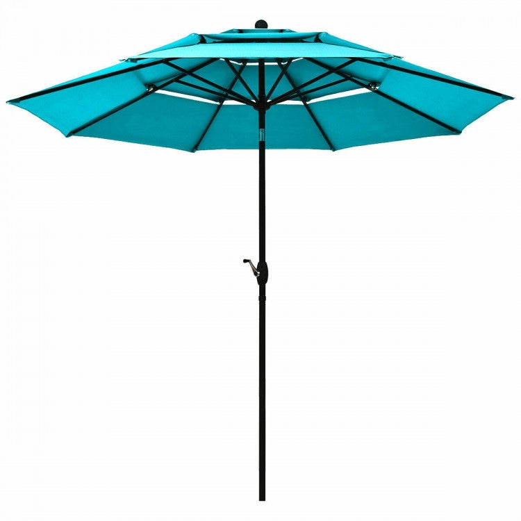 Parasol d'extérieur à 3 niveaux de 10 pieds avec double ventilation