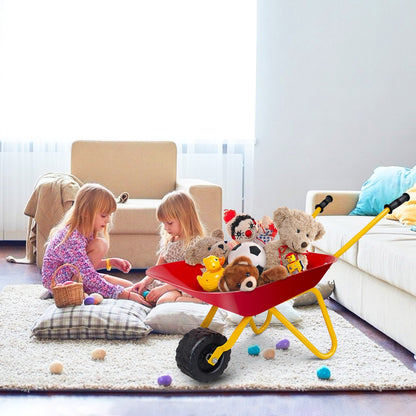 Brouette en métal pour enfants, jouet d'extérieur pour jardin et arrière-cour - Rouge