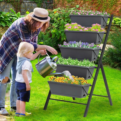 Jardinière surélevée à 5 niveaux avec drainage de l'eau pour fleurs et légumes