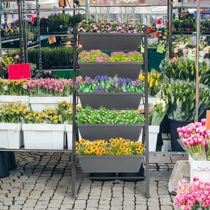 Jardinière surélevée à 5 niveaux avec drainage de l'eau pour fleurs et légumes