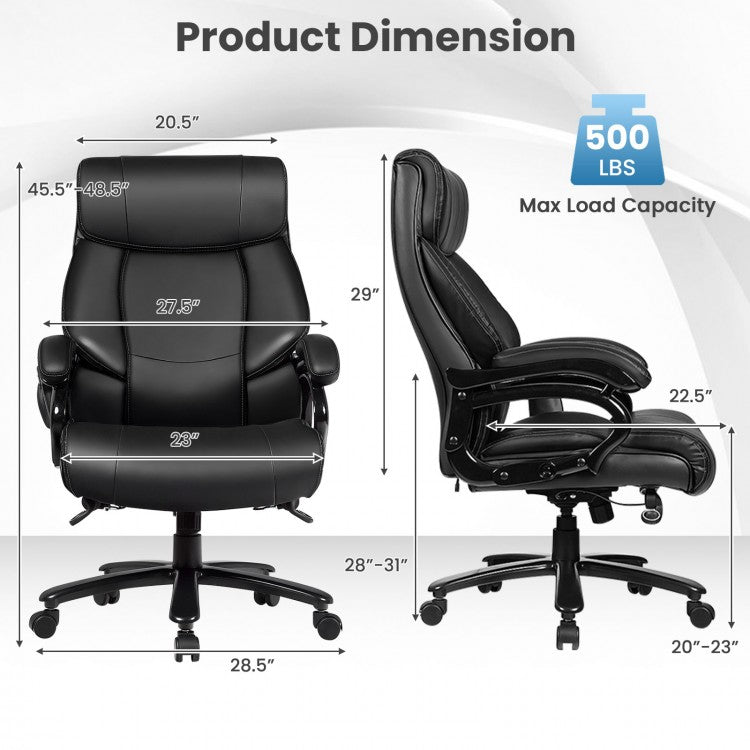 Big and Tall 400 Pounds PU Leather Massage Office Chair-Black