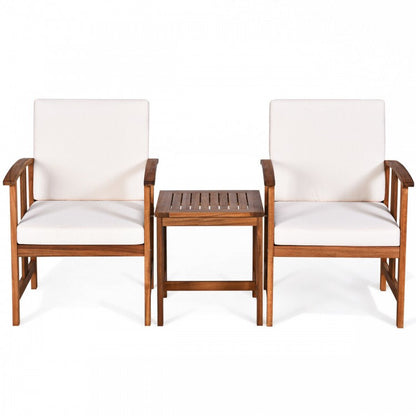 3 Pcs Solid Wood Outdoor Patio Sofa Furniture Set