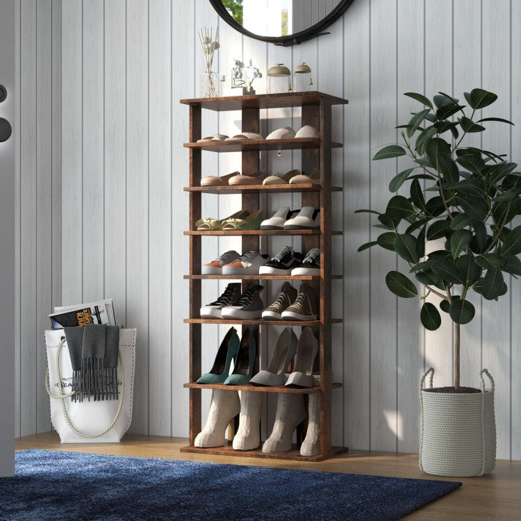 7 Tiers Vertical Shoe Rack for Front Door-Rustic Brown