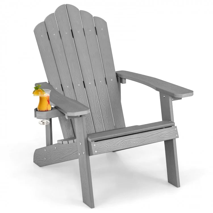 Weather Resistant HIPS Outdoor Adirondack Chair with Cup Holder