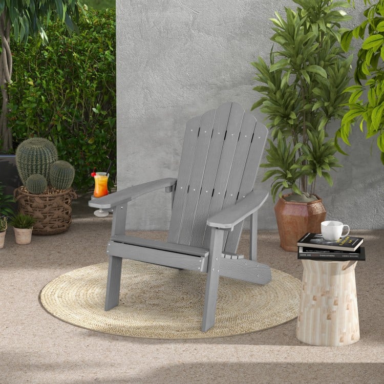 Weather Resistant HIPS Outdoor Adirondack Chair with Cup Holder