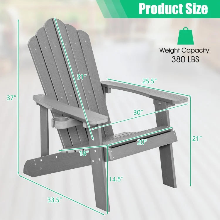 Weather Resistant HIPS Outdoor Adirondack Chair with Cup Holder