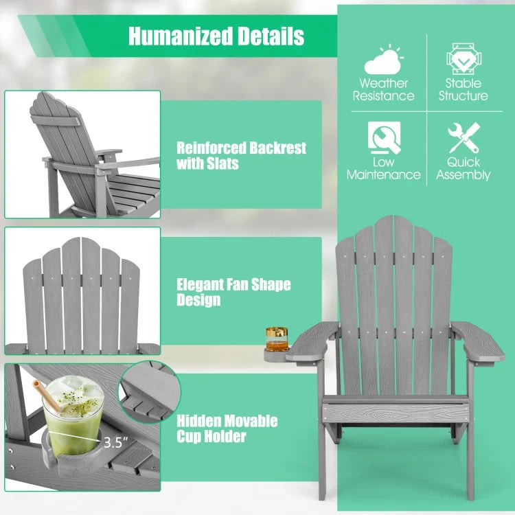 Weather Resistant HIPS Outdoor Adirondack Chair with Cup Holder