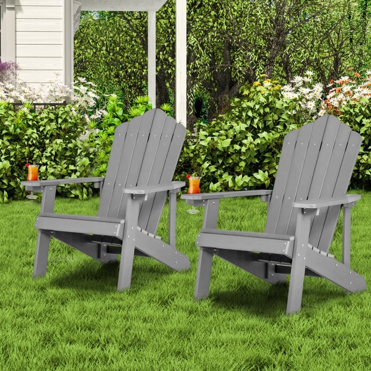 Weather Resistant HIPS Outdoor Adirondack Chair with Cup Holder