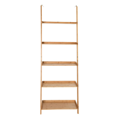 5-Tier Ladder Shelf Bamboo Bookshelf Wall-Leaning Storage Display Plant Stand