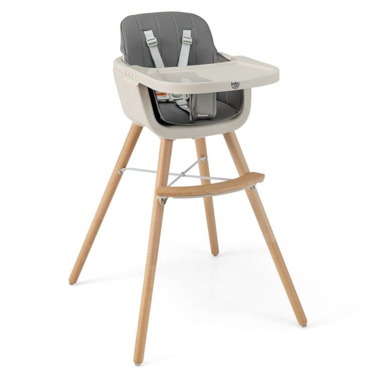 3-in-1 Convertible Wooden High Chair with Cushion