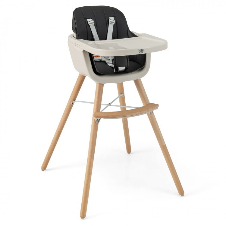 3-in-1 Convertible Wooden High Chair with Cushion