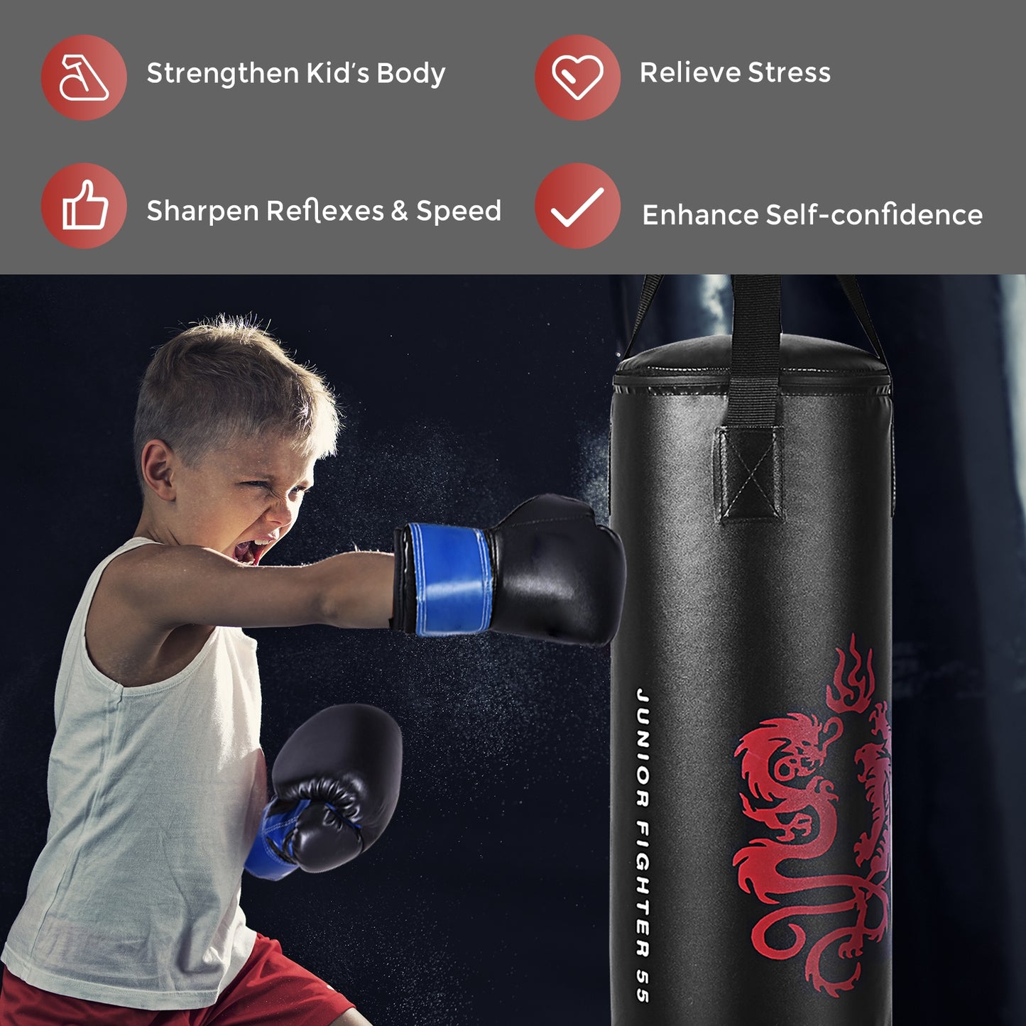 Ensemble de boxe avec corde à sauter et gants pour enfants de 2 pieds