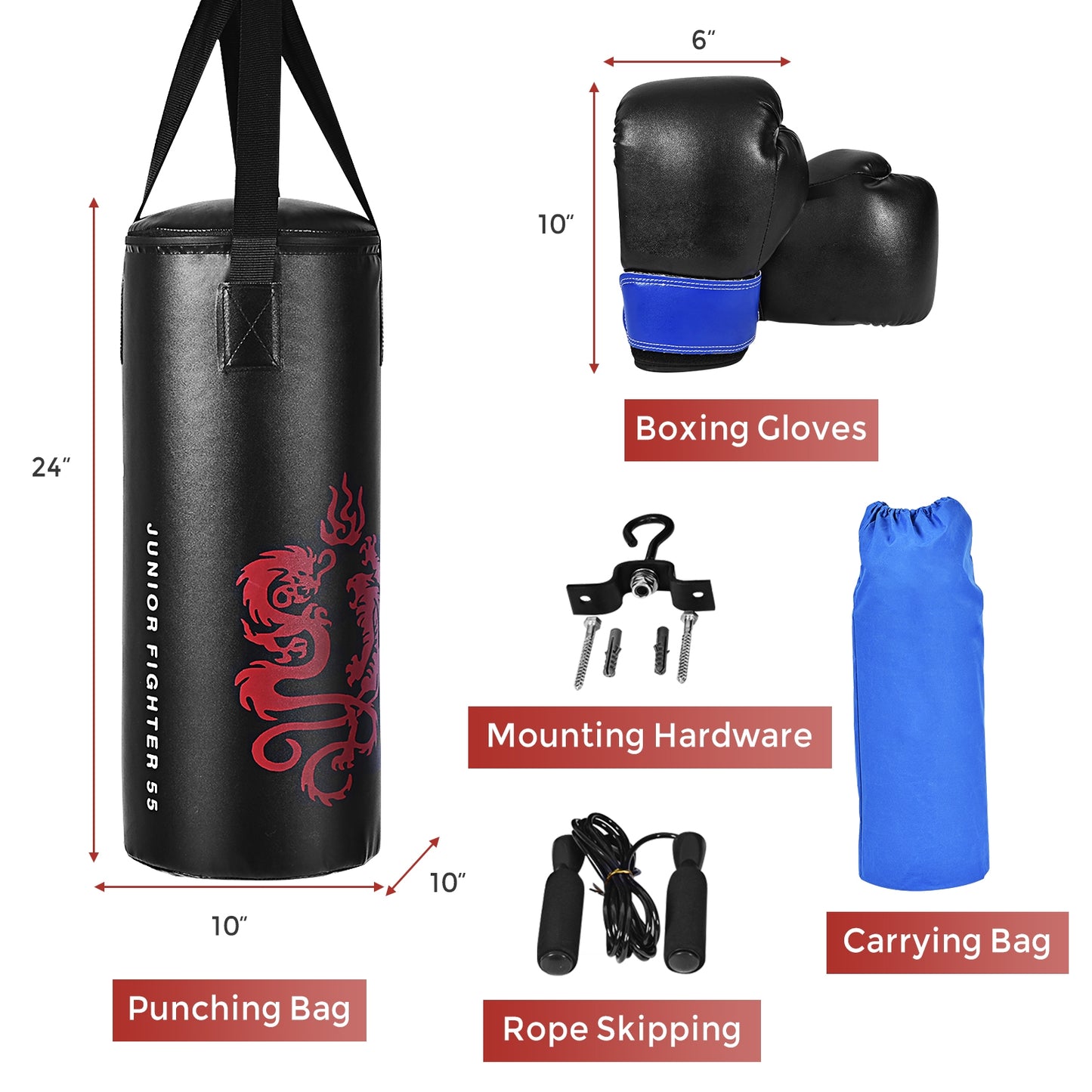 Ensemble de boxe avec corde à sauter et gants pour enfants de 2 pieds