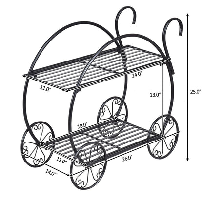 Support pour plantes en métal robuste pour chariot à fleurs