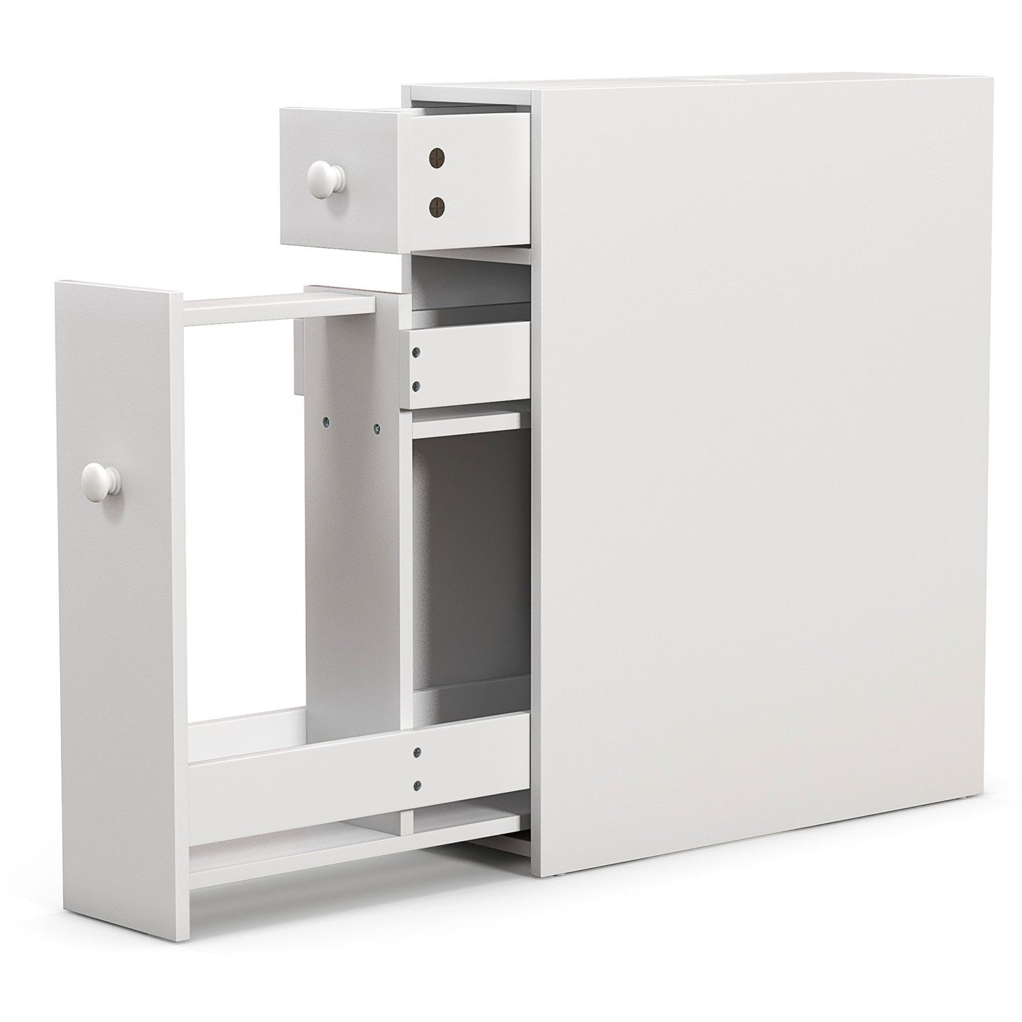 White Bathroom Cabinet Space Saver Storage Organizer-White