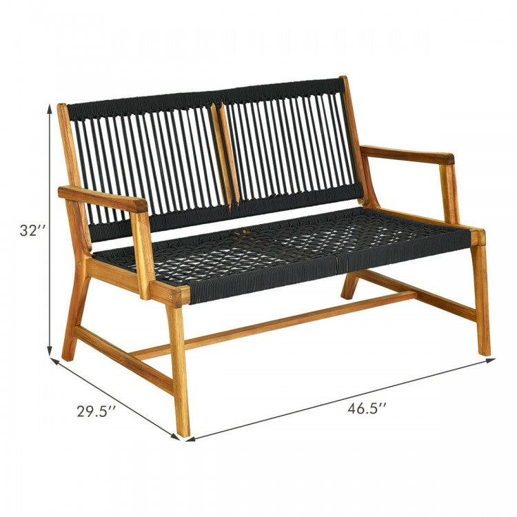 Banc de jardin en bois d'acacia pour 2 personnes pour balcon et terrasse