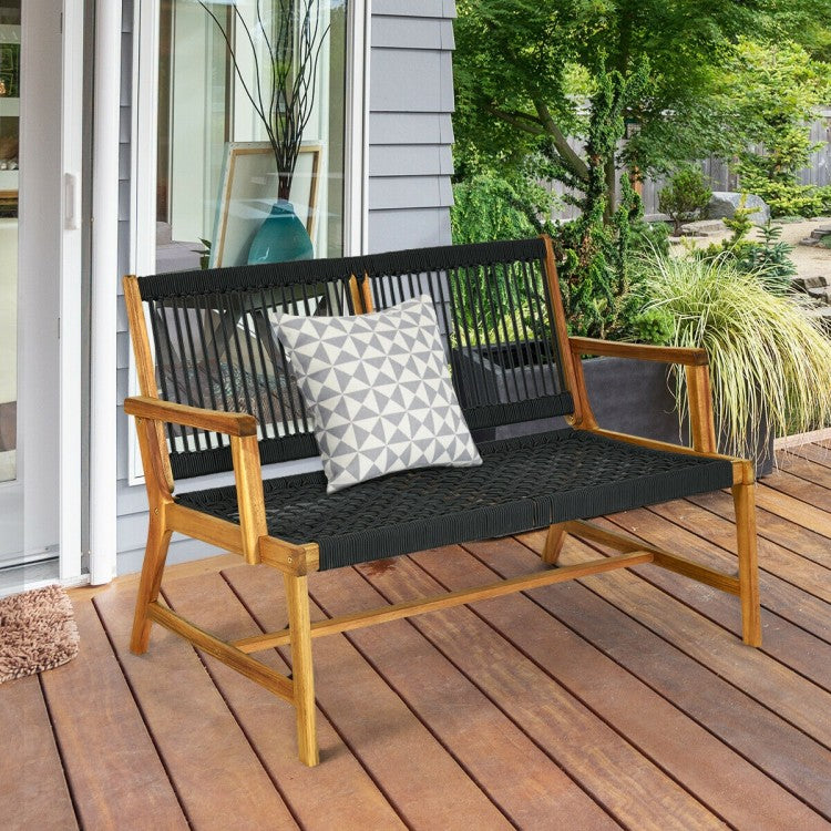 2-Person Acacia Wood Yard Bench for Balcony and Patio