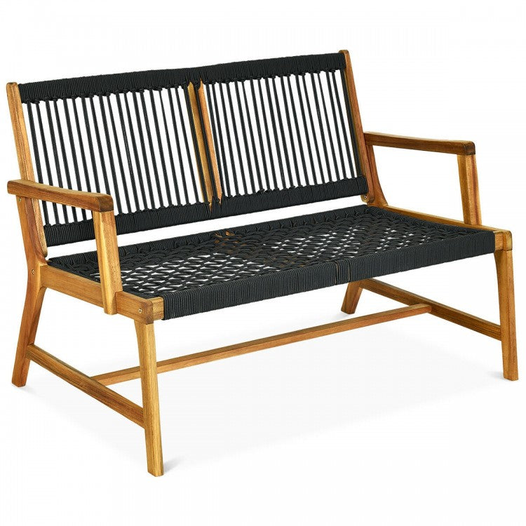 2-Person Acacia Wood Yard Bench for Balcony and Patio