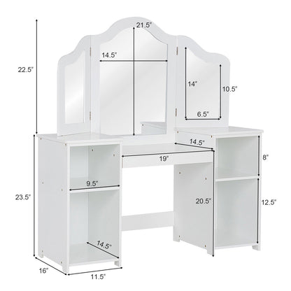 Ensemble de coiffeuse et miroir pliable en trois parties pour enfants