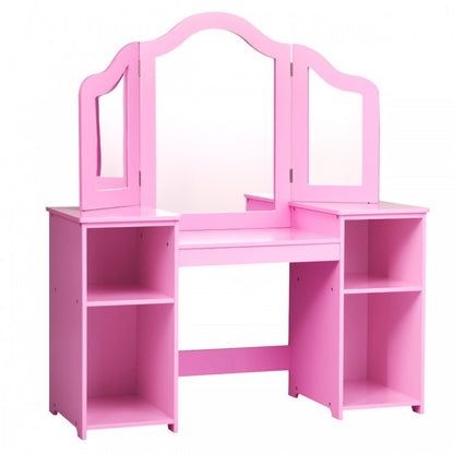 Kids Tri Folding Mirror Makeup Dressing Vanity Table Set