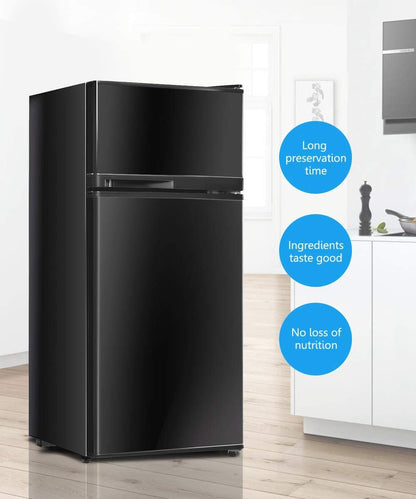 2 Doors Cold-rolled Sheet Compact Refrigerator-Black