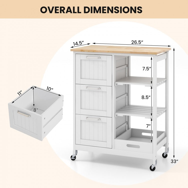 Chariot de rangement utilitaire pour îlot de cuisine roulant