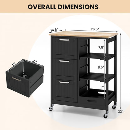 Chariot de rangement utilitaire pour îlot de cuisine roulant