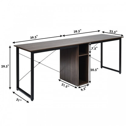 Bureau d'ordinateur de 79 pouces pour 2 personnes avec plateau de travail spacieux et armoire