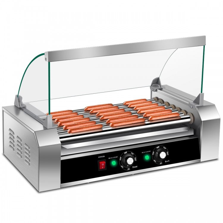 Stainless Steel Commercial 11 Roller Grill and 30 Hot Dog Cooker Machine