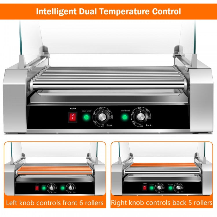 Machine commerciale en acier inoxydable pour 11 rouleaux de gril et 30 hot-dogs