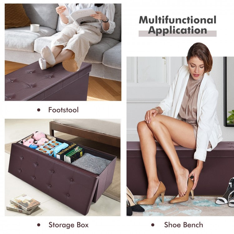 45 Inches Large Folding Ottoman Storage Seat