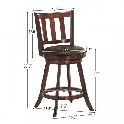 Lot de 2 tabourets de bar pivotants en bois avec siège rembourré en PVC