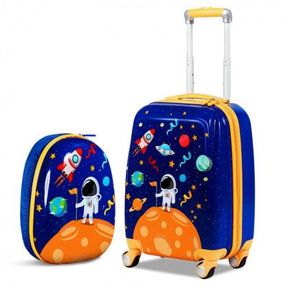 Ensemble de 2 valises pour enfants avec valise à roulettes et sac à dos - Rose