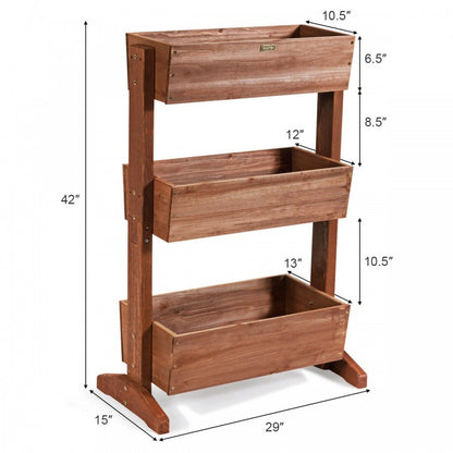 3-Tier Raised Garden Bed with Detachable Ladder and Adjustable Shelf