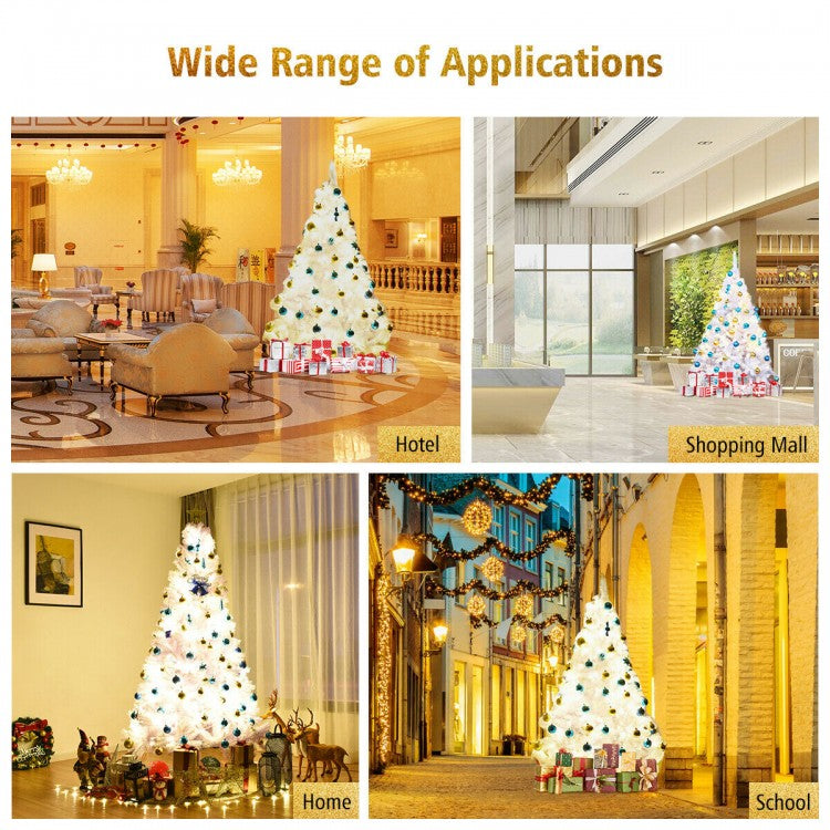 6/7.5/9 Feet White Christmas Tree with Metal Stand