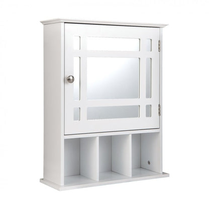 Armoire de salle de bain murale avec miroir - Gris