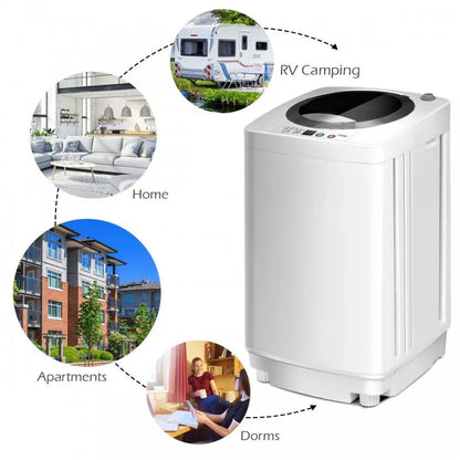 7.7 lbs Portable Automatic Laundry Washing Machine with Drain Pump