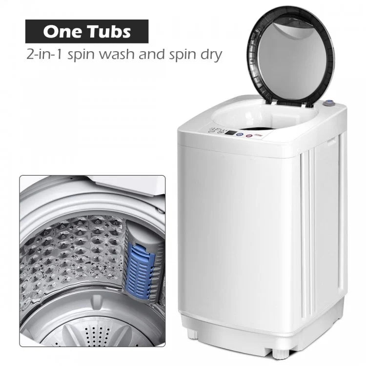 7.7 lbs Portable Automatic Laundry Washing Machine with Drain Pump