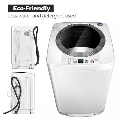 7.7 lbs Portable Automatic Laundry Washing Machine with Drain Pump