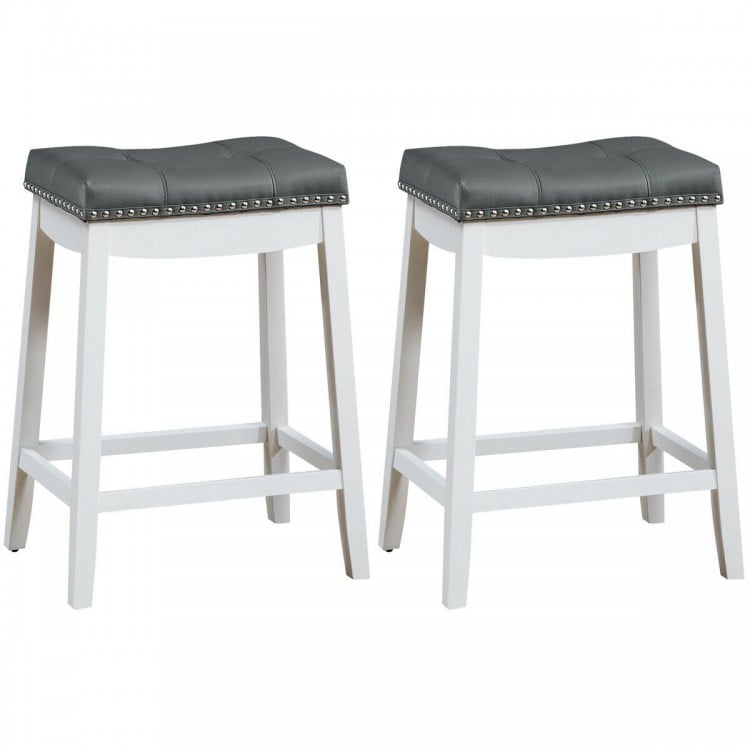 Set of 2 24-Inch Height Backless Counter Stool with Footrest