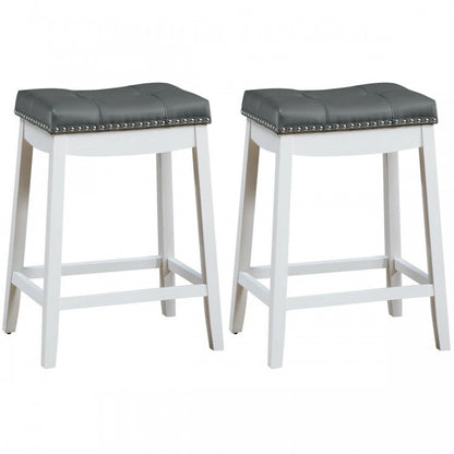 Set of 2 24-Inch Height Backless Counter Stool with Footrest