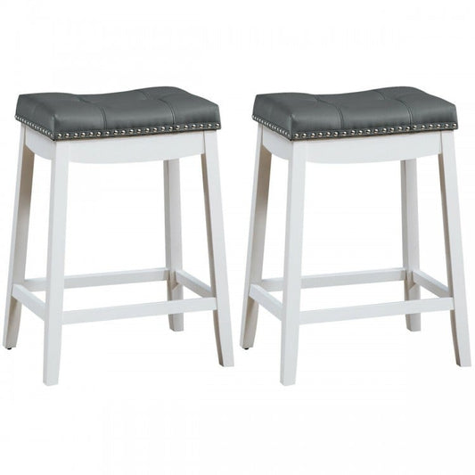 Set of 2 24-Inch Height Backless Counter Stool with Footrest