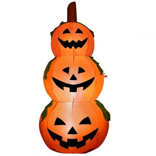 3-Pumpkin Stack Halloween Inflatable with Internal LED Bulbs and Waterproof Fan