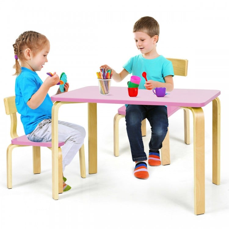 3 Piece Kids Wooden Activity Table and 2 Chairs Set