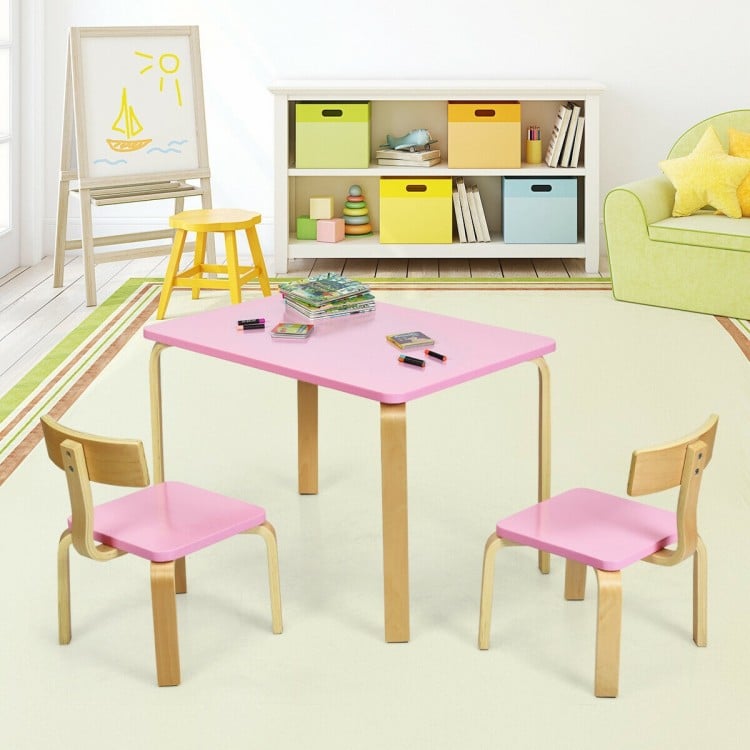 3 Piece Kids Wooden Activity Table and 2 Chairs Set