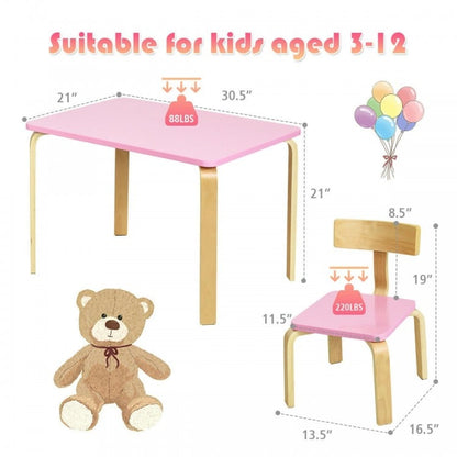 3 Piece Kids Wooden Activity Table and 2 Chairs Set