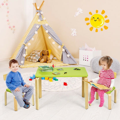 3 Piece Kids Wooden Activity Table and 2 Chairs Set